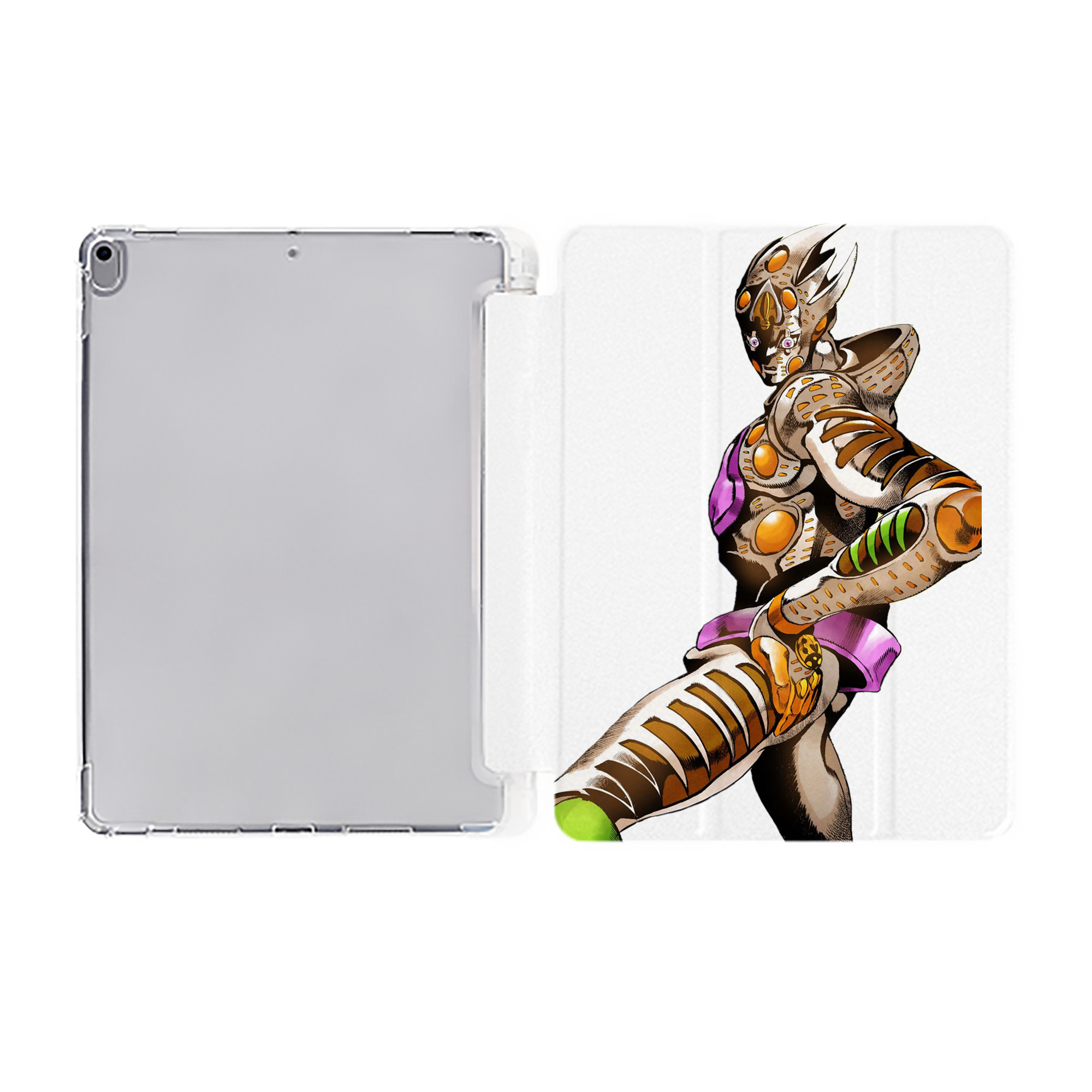 （画像用） ジョジョの奇妙な冒険 ジョルノ?ジョバァーナ JoJo's Bizarre Adventure Giorno Giovanna IPad ケース ペン収納付き 三つ折りスタンド PUレザー×シリコン 対応機種9.5/10.5/10.9インチ